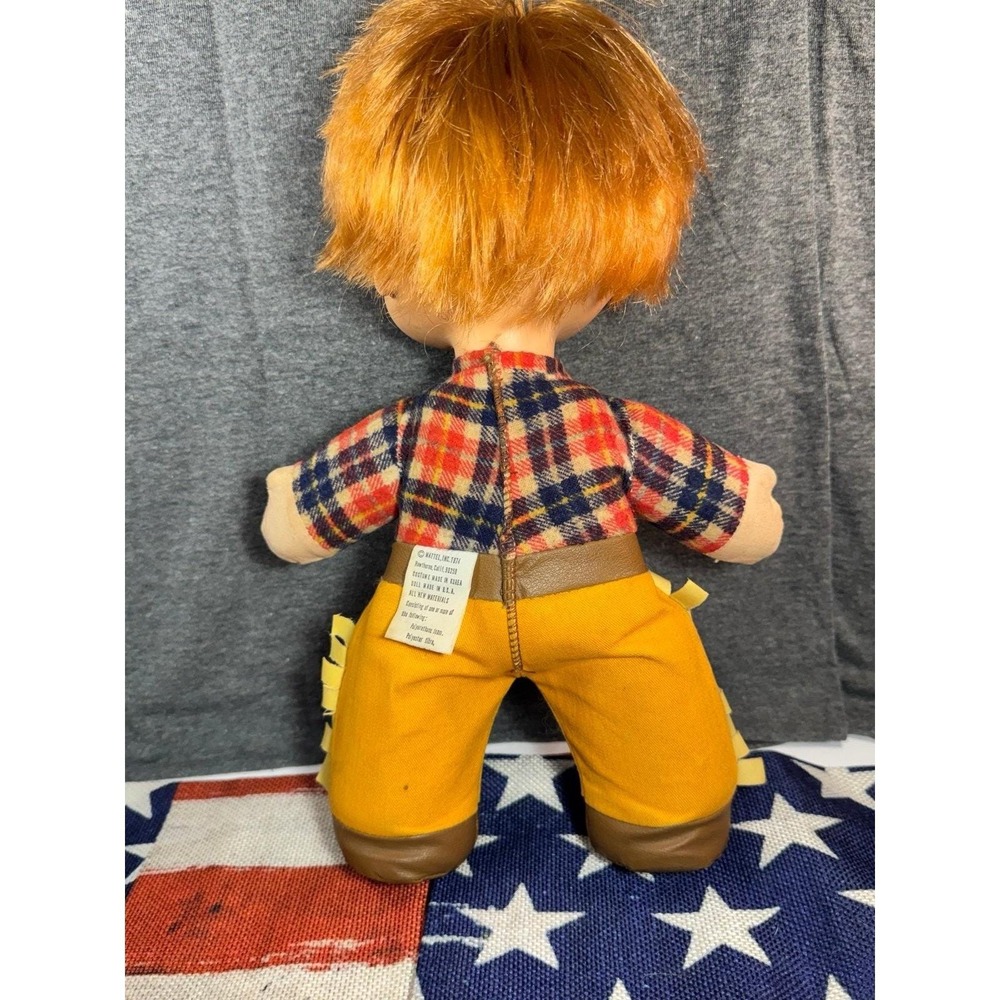 Vintage 1974 Mattel Love Notes Bucky Doll Cowboy Musical Toy Red Hair Plaid Chap - Picture 4 of 5